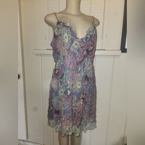 Johnny Was Multicolor 100% Silk Floral Dress